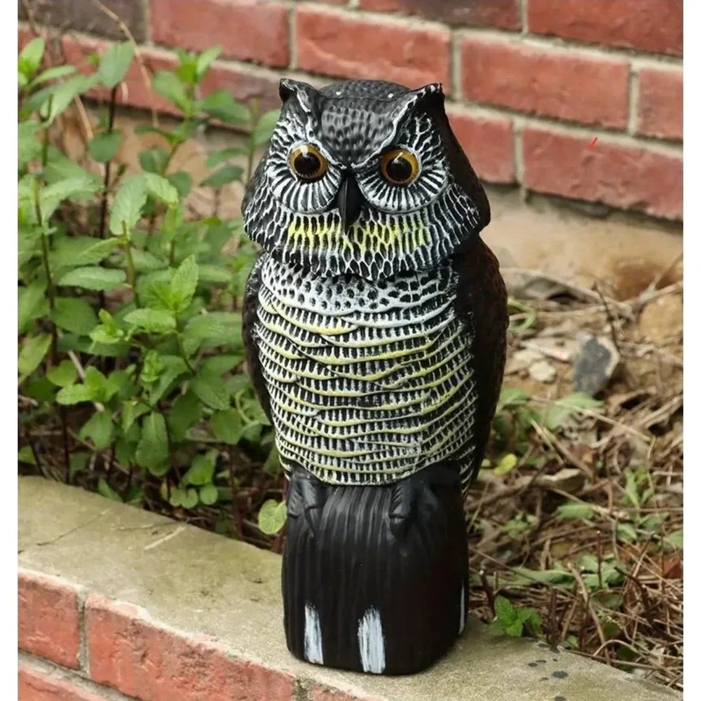 Plastic Owl Decoy Bird Control Garden Yard Outdoor‎ with Rotating Head